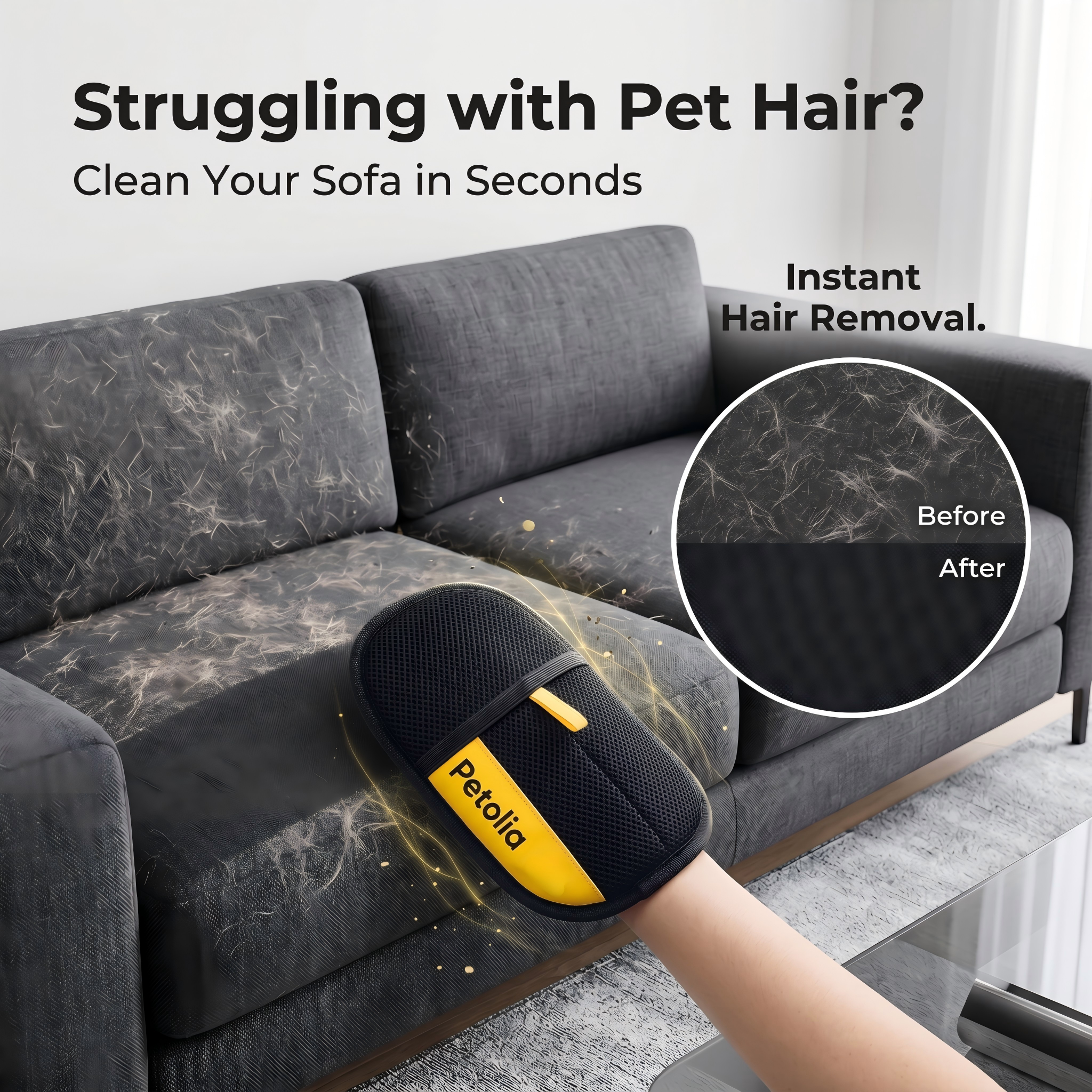 2-in-1 Pet Hair Removal Kit for Grooming, Sofas & Clothes
