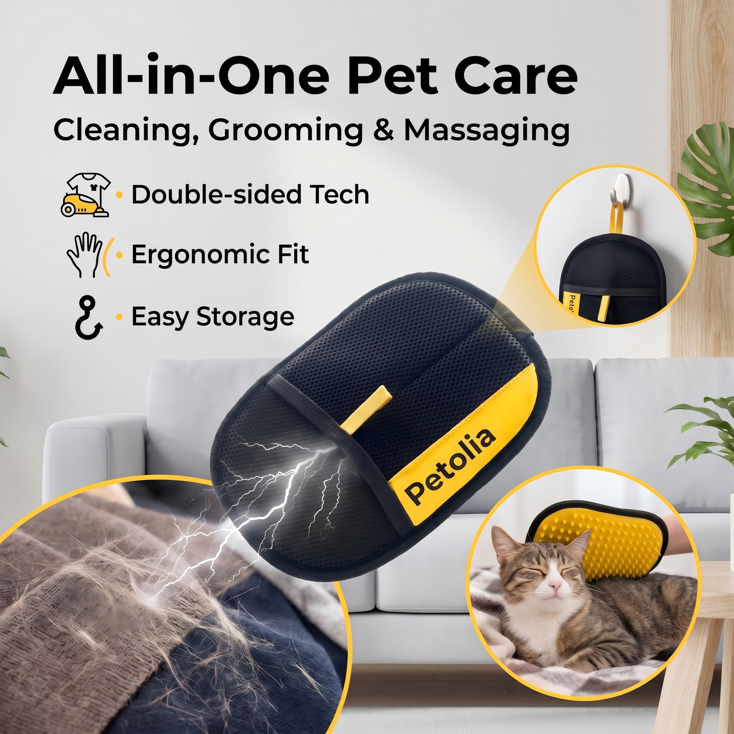 2-in-1 Pet Hair Removal Kit for Grooming, Sofas & Clothes